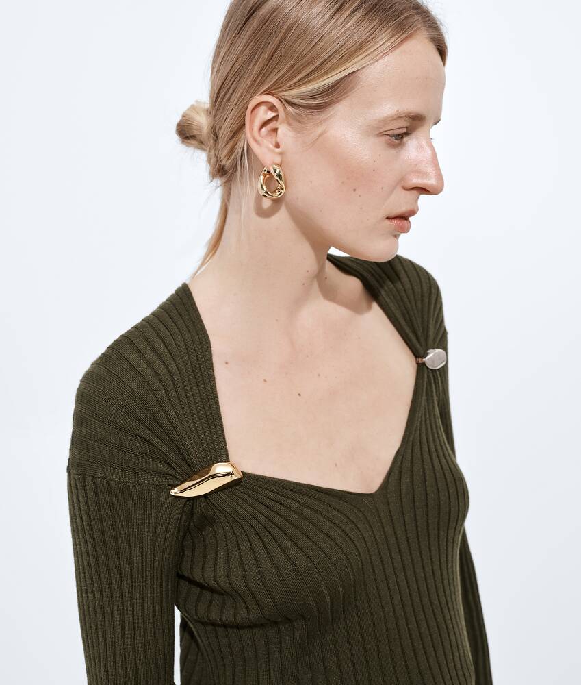 BOTTEGA VENETA 山羊绒配桑蚕丝罗纹针织衫