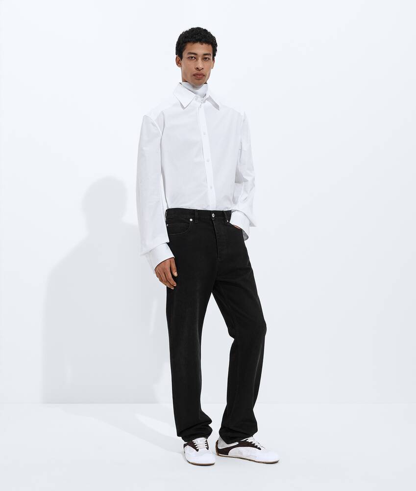 BOTTEGA VENETA 褪色黑直筒牛仔裤