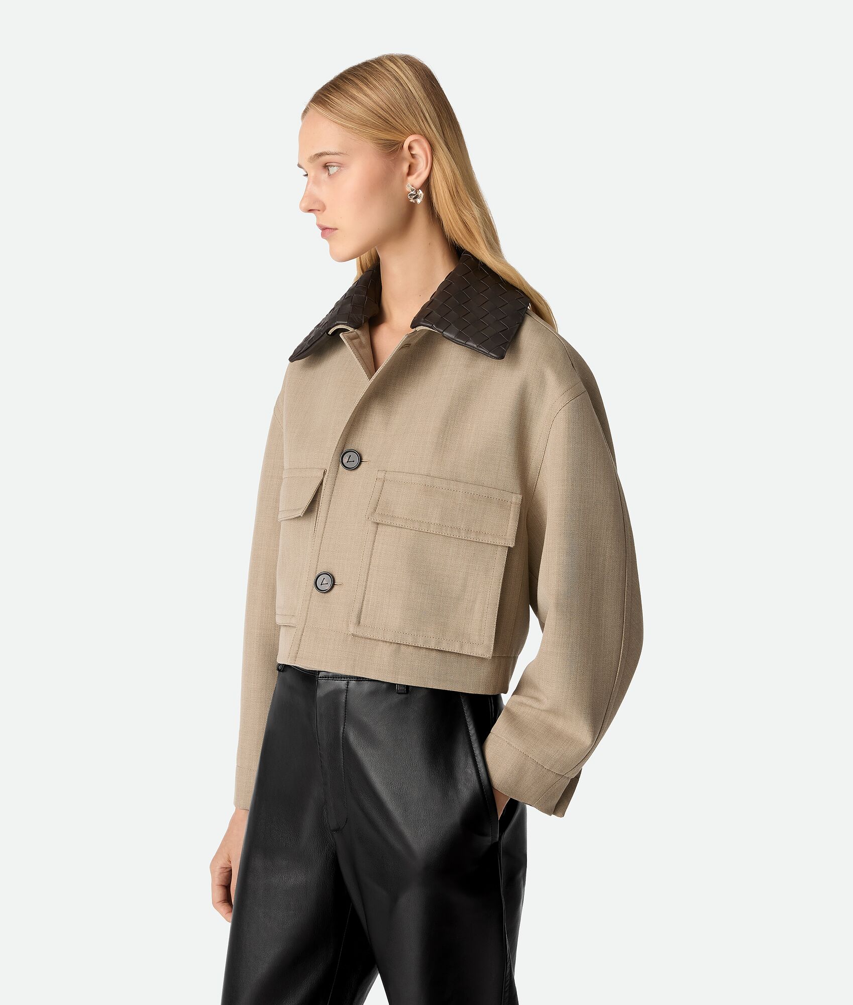 BOTTEGA VENETA 羊毛斜纹束腰夹克
