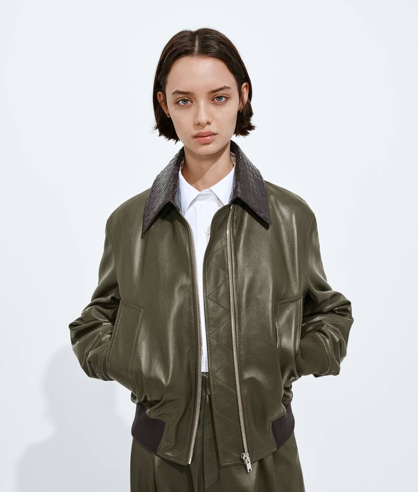 BOTTEGA VENETA 亮面皮革束腰夹克