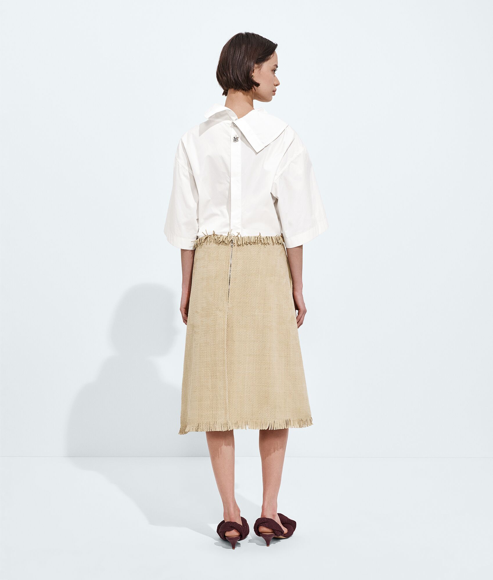 BOTTEGA VENETA 迷你Intreccio编织绒面革半身裙