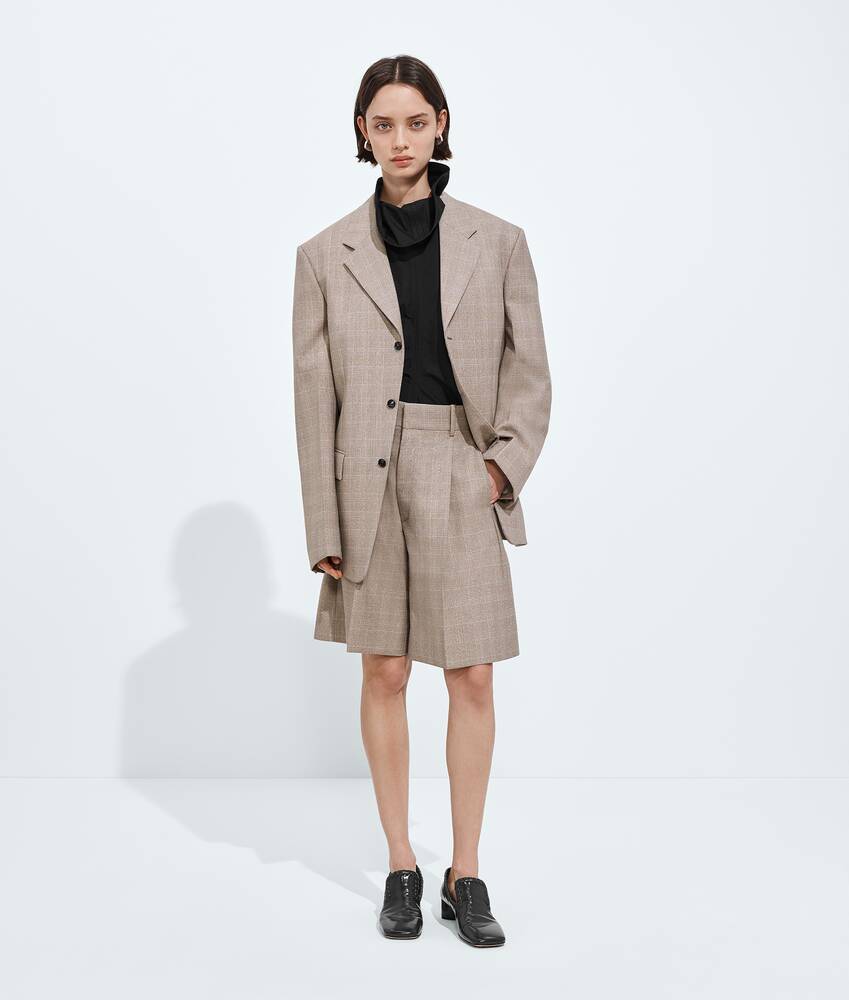BOTTEGA VENETA 威尔士亲王格纹羊毛短裤