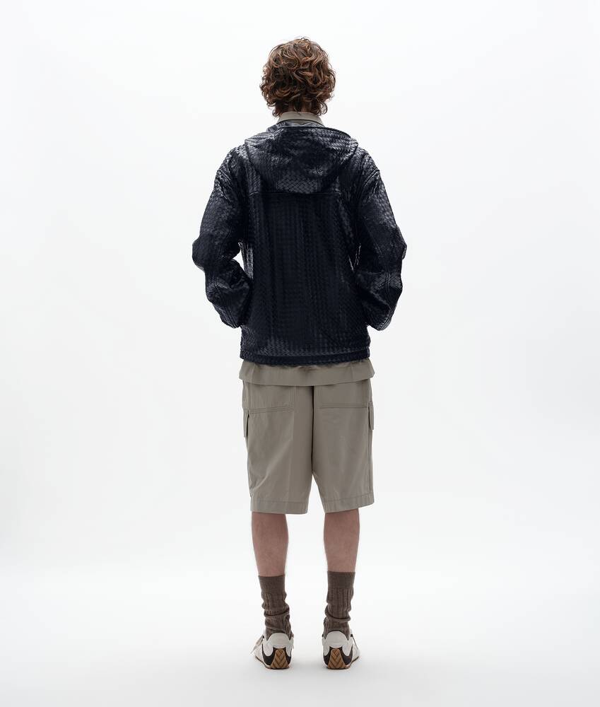 BOTTEGA VENETA Intrecciato编织皮革连帽束腰夹克