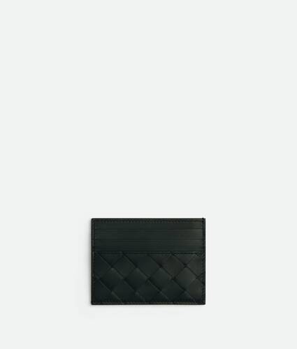 深绿色Intrecciato编织信用卡包