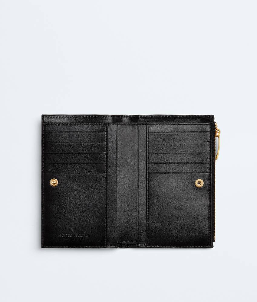 BOTTEGA VENETA 中号Intrecciato编织Bi-Fold拉链钱包