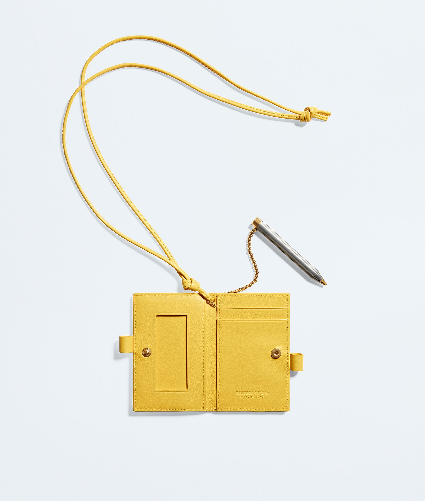 BOTTEGA VENETA Intrecciato Piccolo编织铅笔造型开合证件卡包
