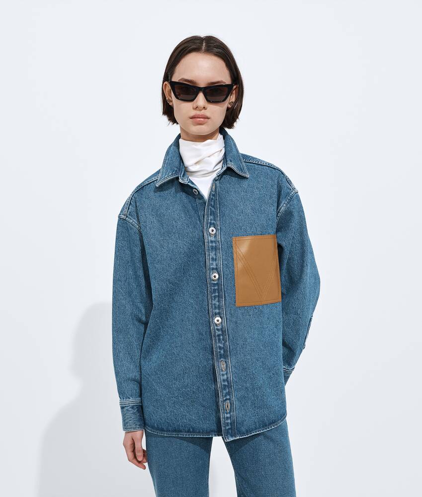 BOTTEGA VENETA 中度靛青色牛仔衬衫
