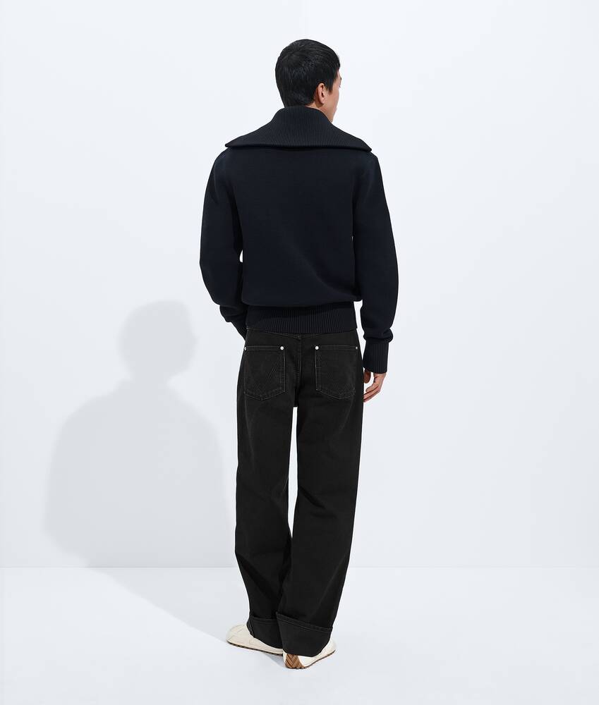 BOTTEGA VENETA 褪色黑翻边牛仔裤