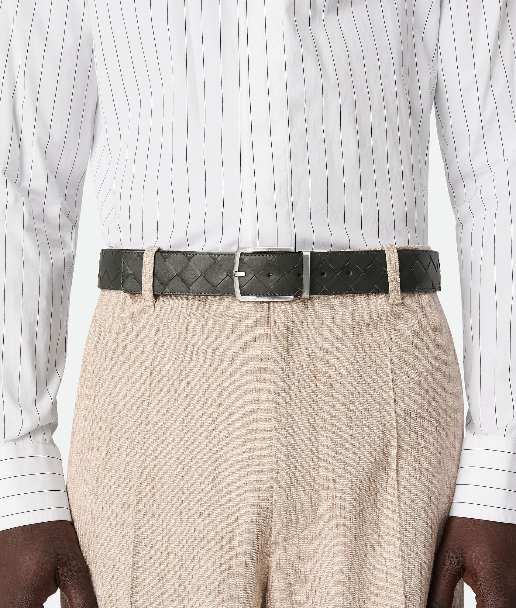 BOTTEGA VENETA Intrecciato编织双面腰带