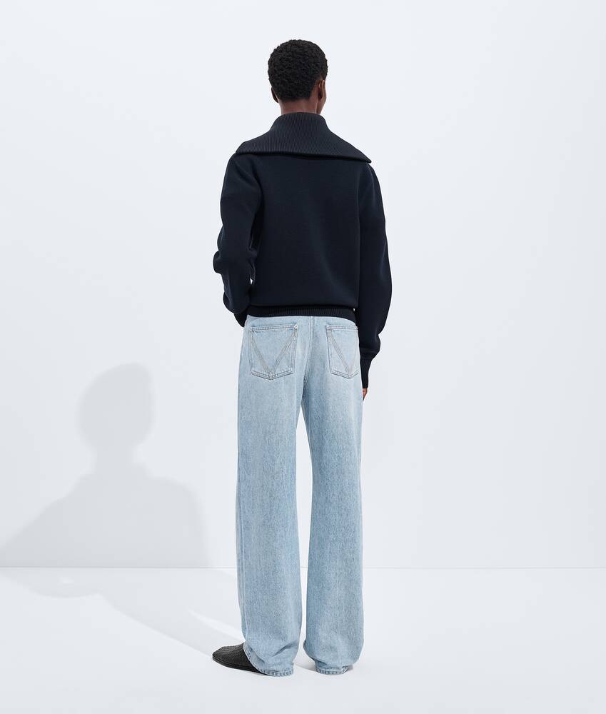 BOTTEGA VENETA 天蓝色漂白阔腿牛仔裤
