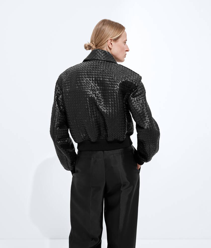BOTTEGA VENETA Intrecciato编织皮革束腰夹克