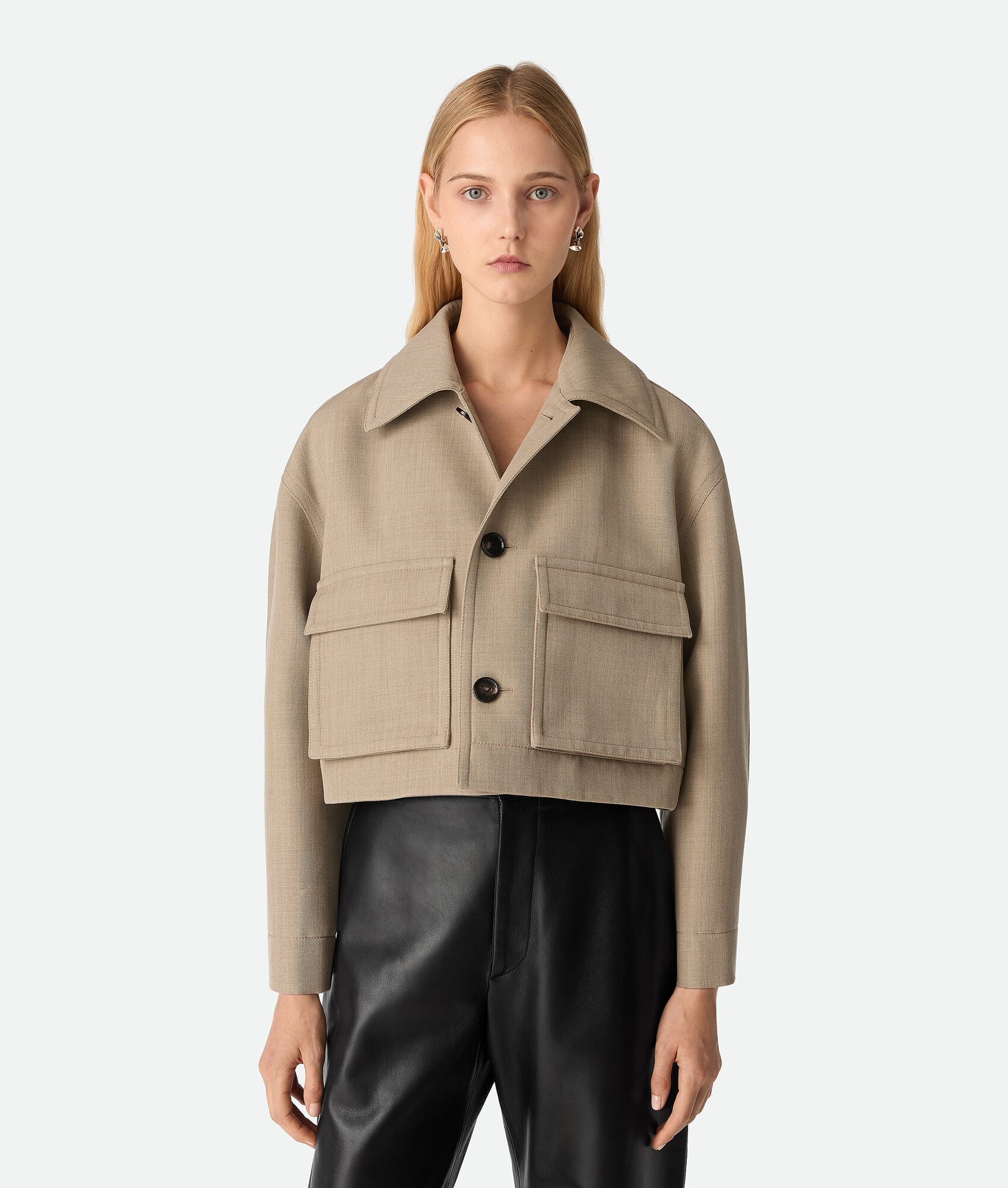 BOTTEGA VENETA 羊毛斜纹束腰夹克