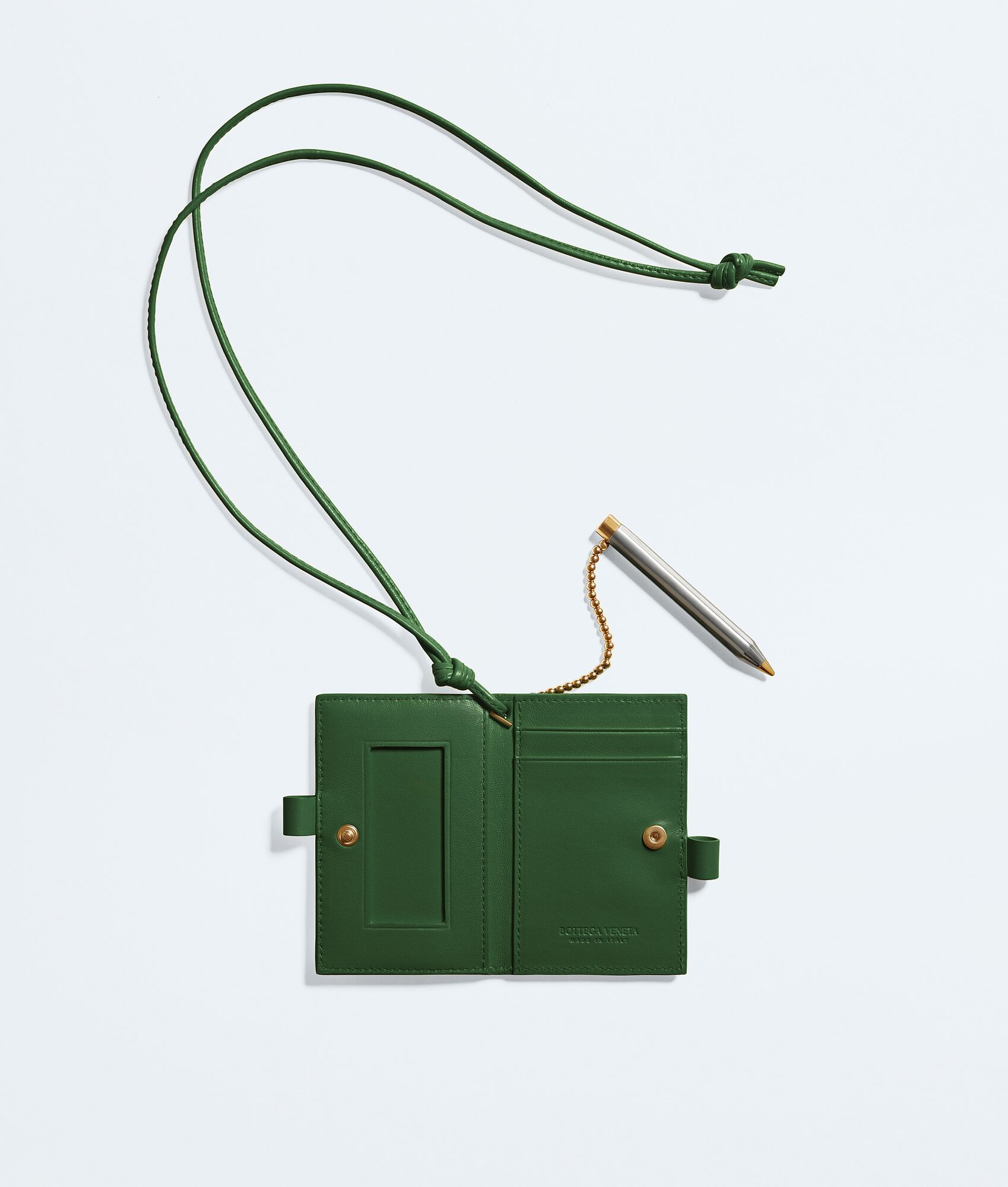 BOTTEGA VENETA Intrecciato Piccolo编织铅笔造型开合证件卡包