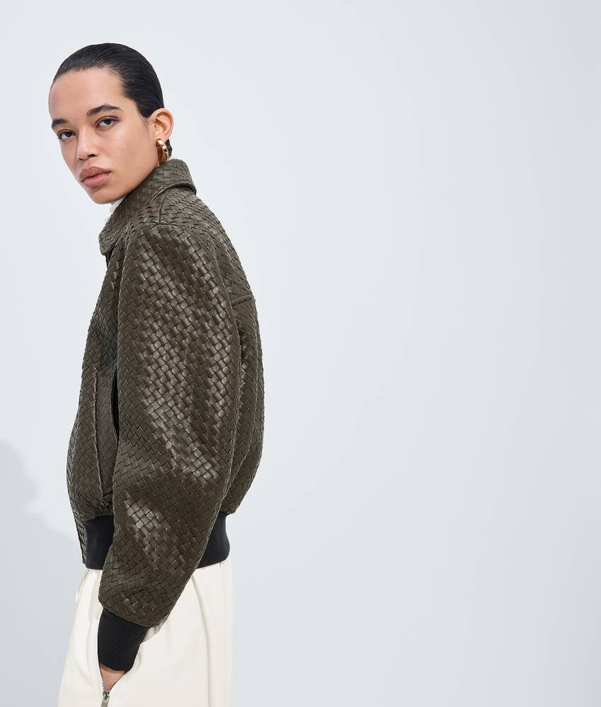 BOTTEGA VENETA 小号Intrecciato编织皮革束腰夹克