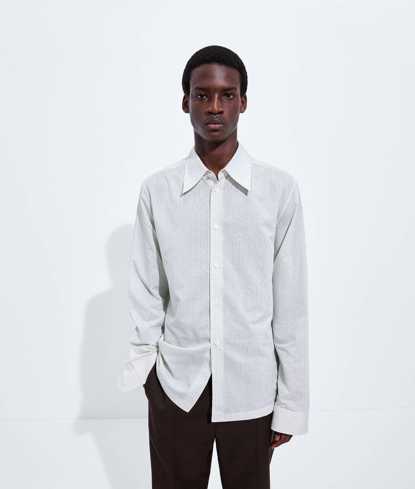 BOTTEGA VENETA 棉质配铜氨纤维条纹衬衫