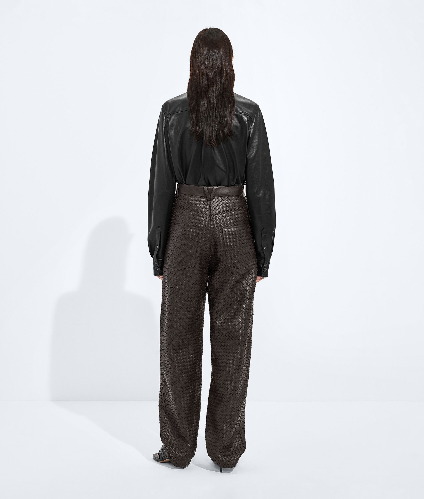 BOTTEGA VENETA Intrecciato编织皮革长裤