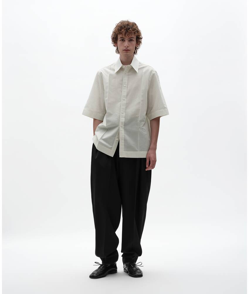 BOTTEGA VENETA 棉质配铜氨纤维条纹衬衫