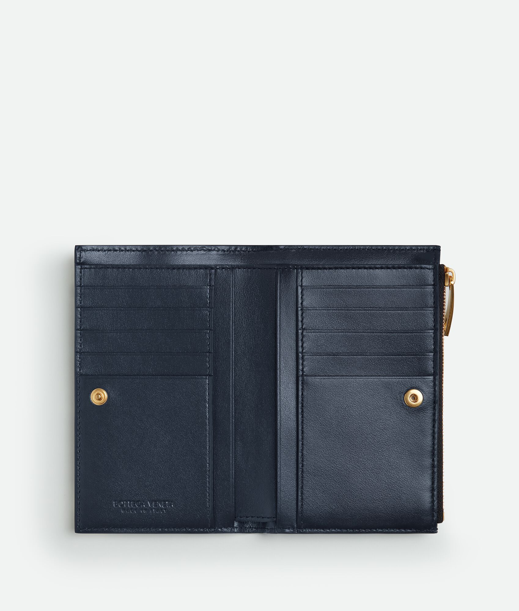 BOTTEGA VENETA 中号Intrecciato编织双折拉链钱包