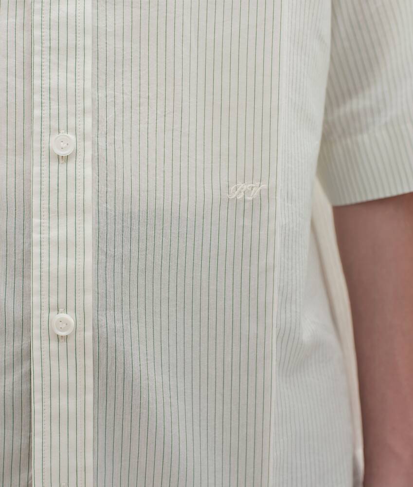 BOTTEGA VENETA 棉质配铜氨纤维条纹衬衫