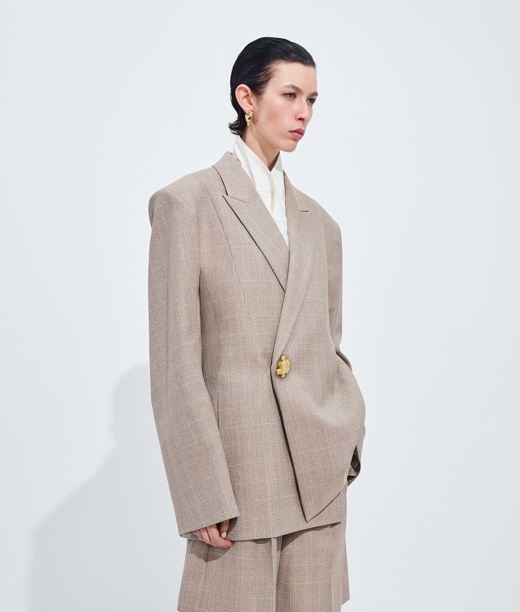BOTTEGA VENETA 威尔士亲王格纹羊毛夹克