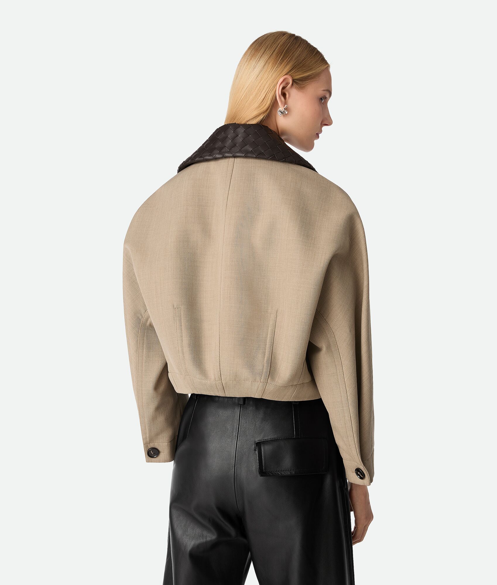 BOTTEGA VENETA 羊毛斜纹束腰夹克