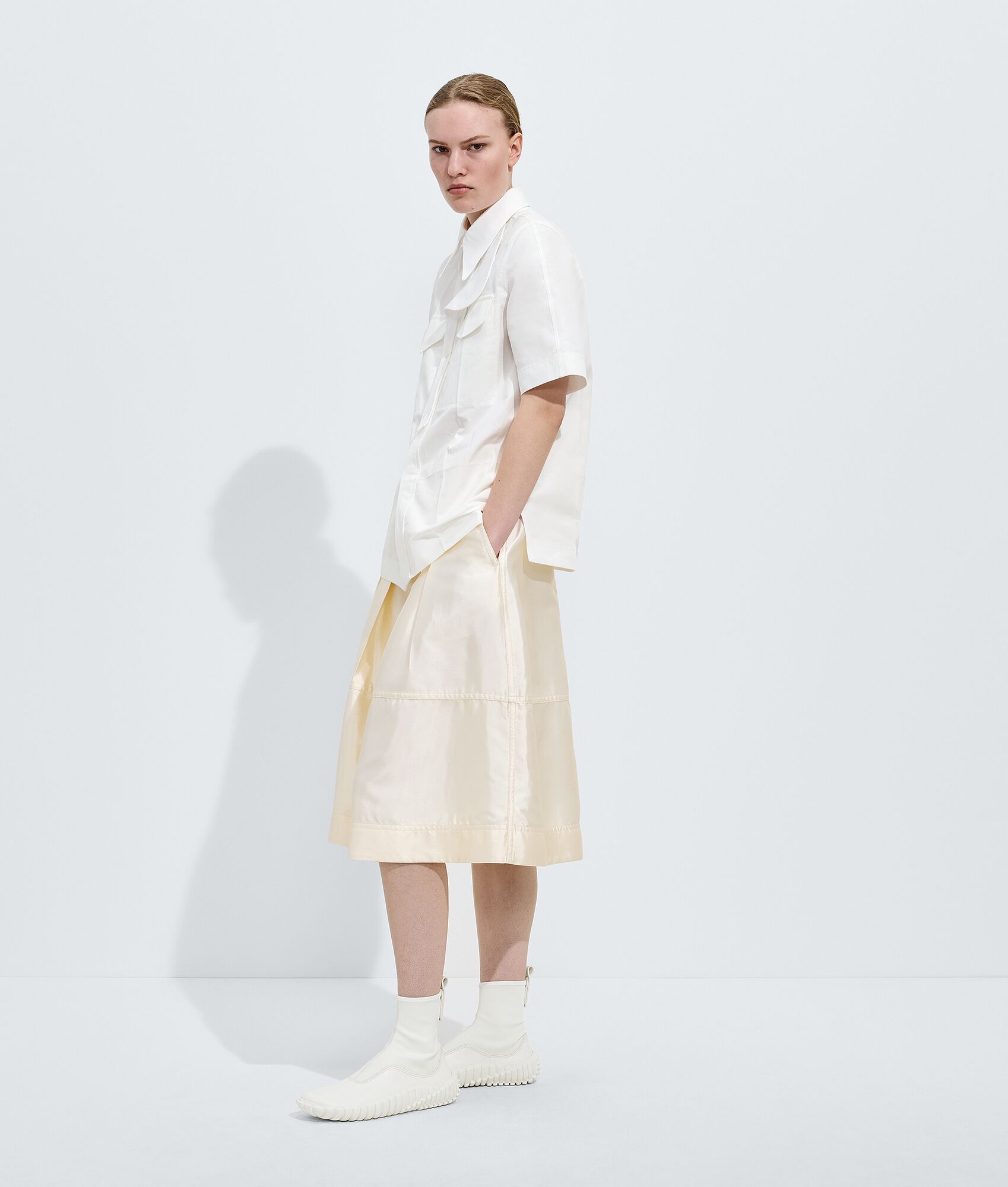 BOTTEGA VENETA 水洗棉质配粘胶纤维斜纹裙裤