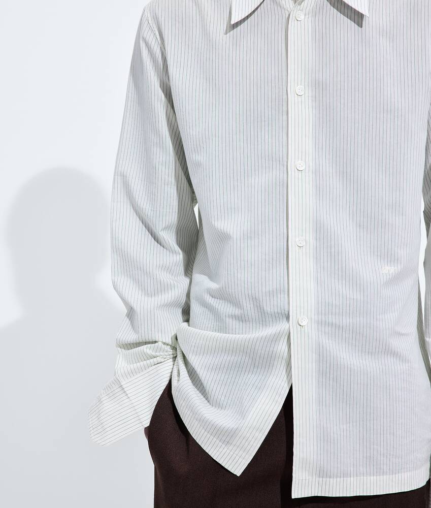 BOTTEGA VENETA 棉质配铜氨纤维条纹衬衫
