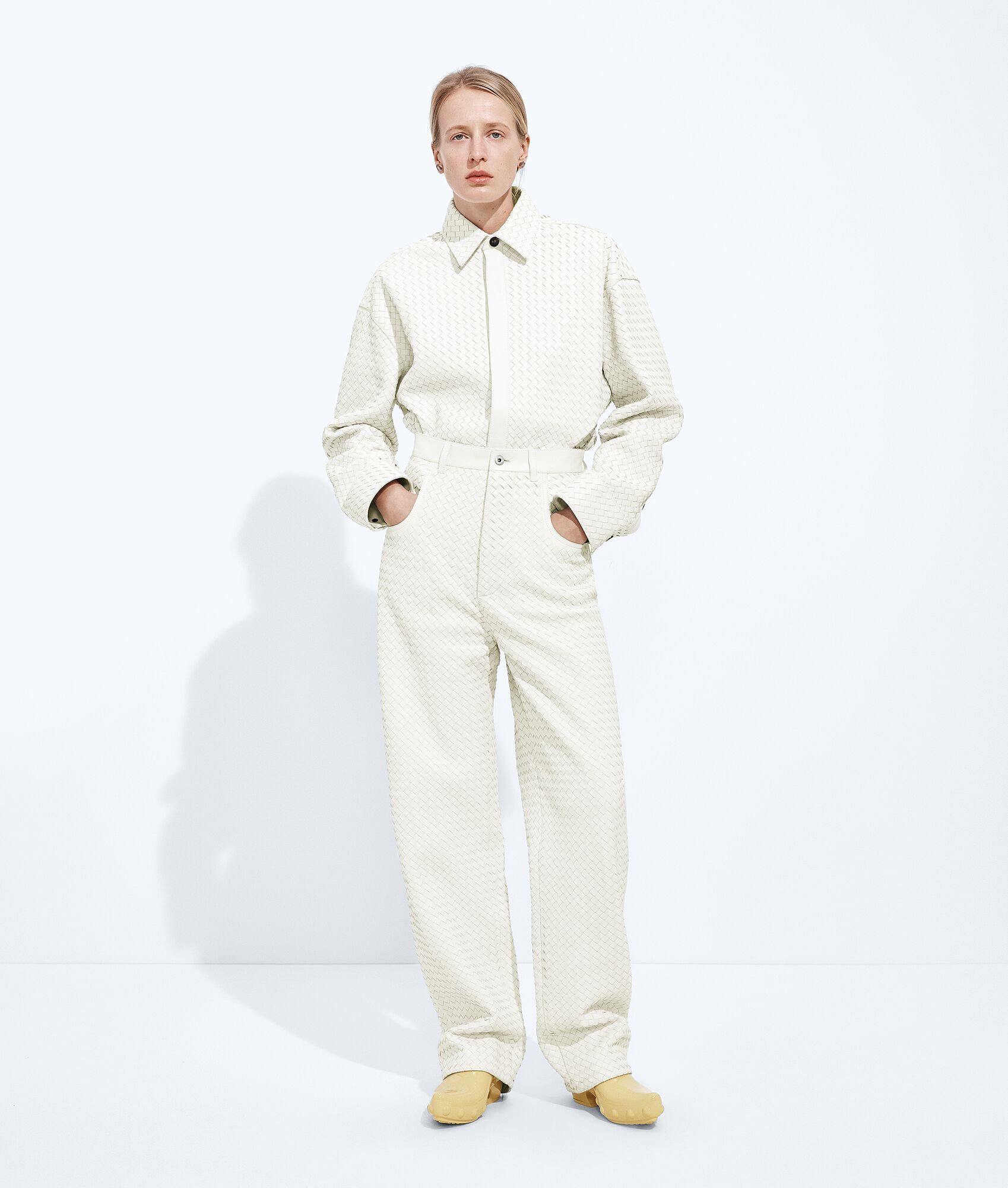 BOTTEGA VENETA Intrecciato编织皮革衬衫