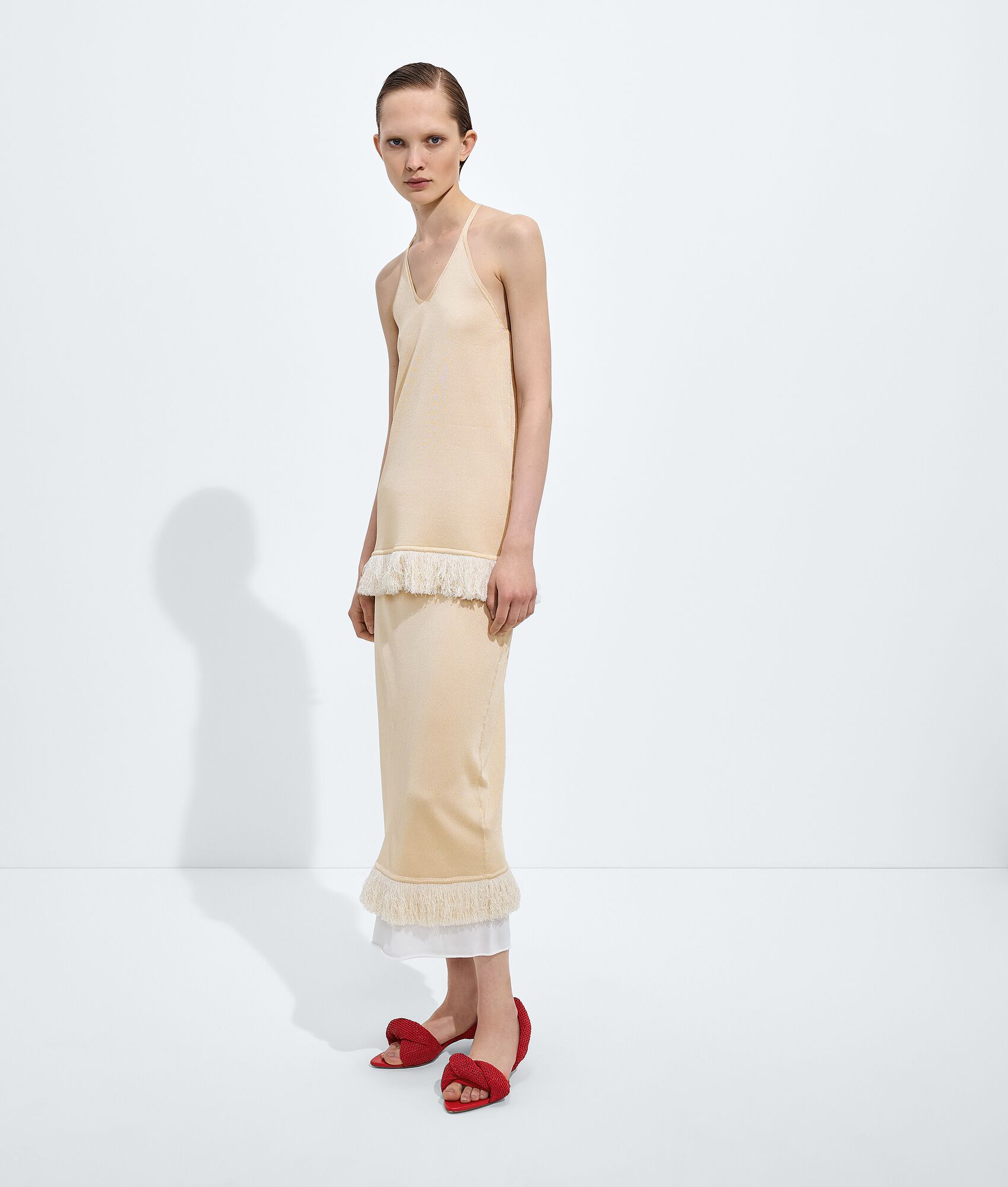 BOTTEGA VENETA 双层桑蚕丝针织半身裙