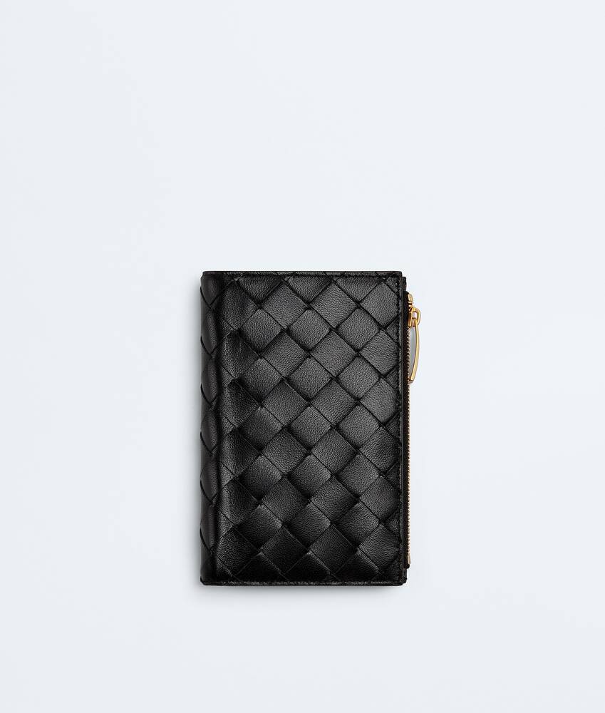 BOTTEGA VENETA 中号Intrecciato编织Bi-Fold拉链钱包
