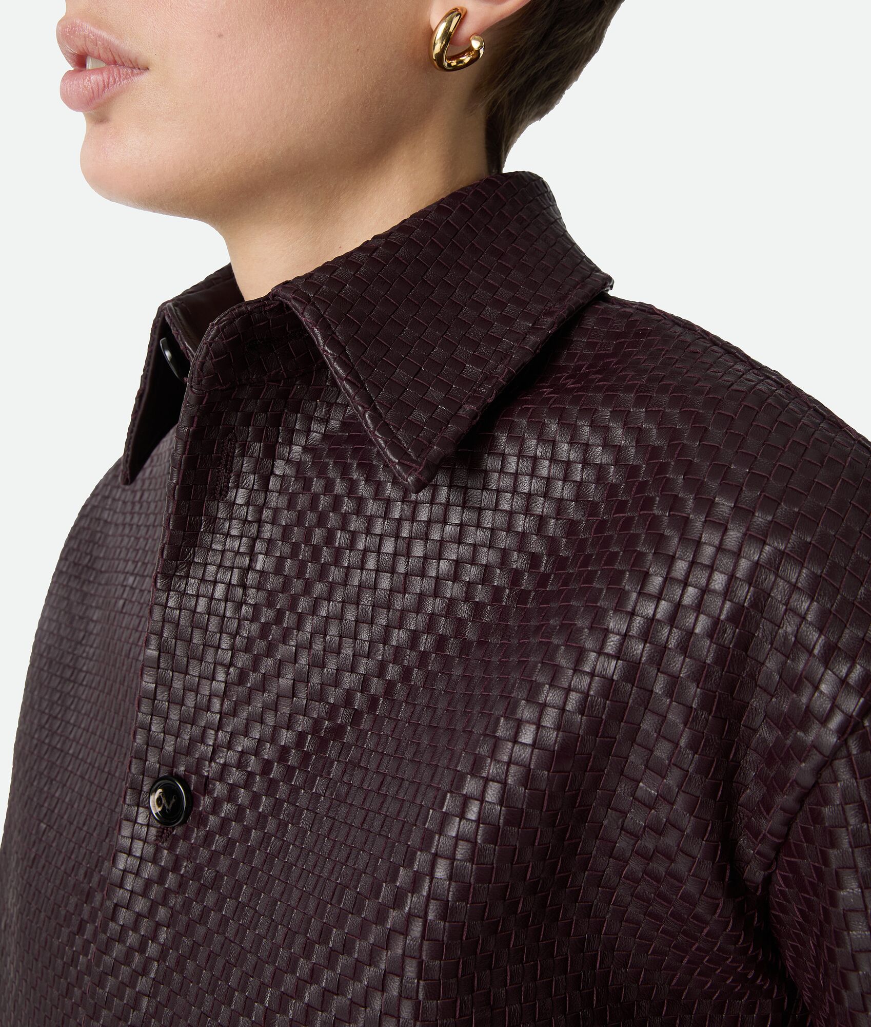 BOTTEGA VENETA 迷你Intrecciato编织皮革衬衫