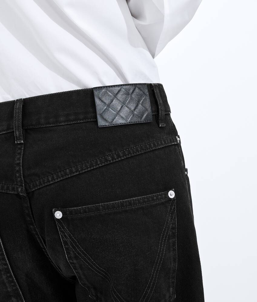 BOTTEGA VENETA 褪色黑翻边牛仔裤