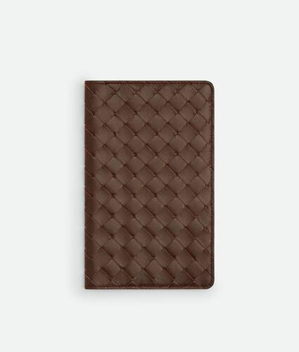 布朗尼棕中号Intrecciato编织笔记本封皮