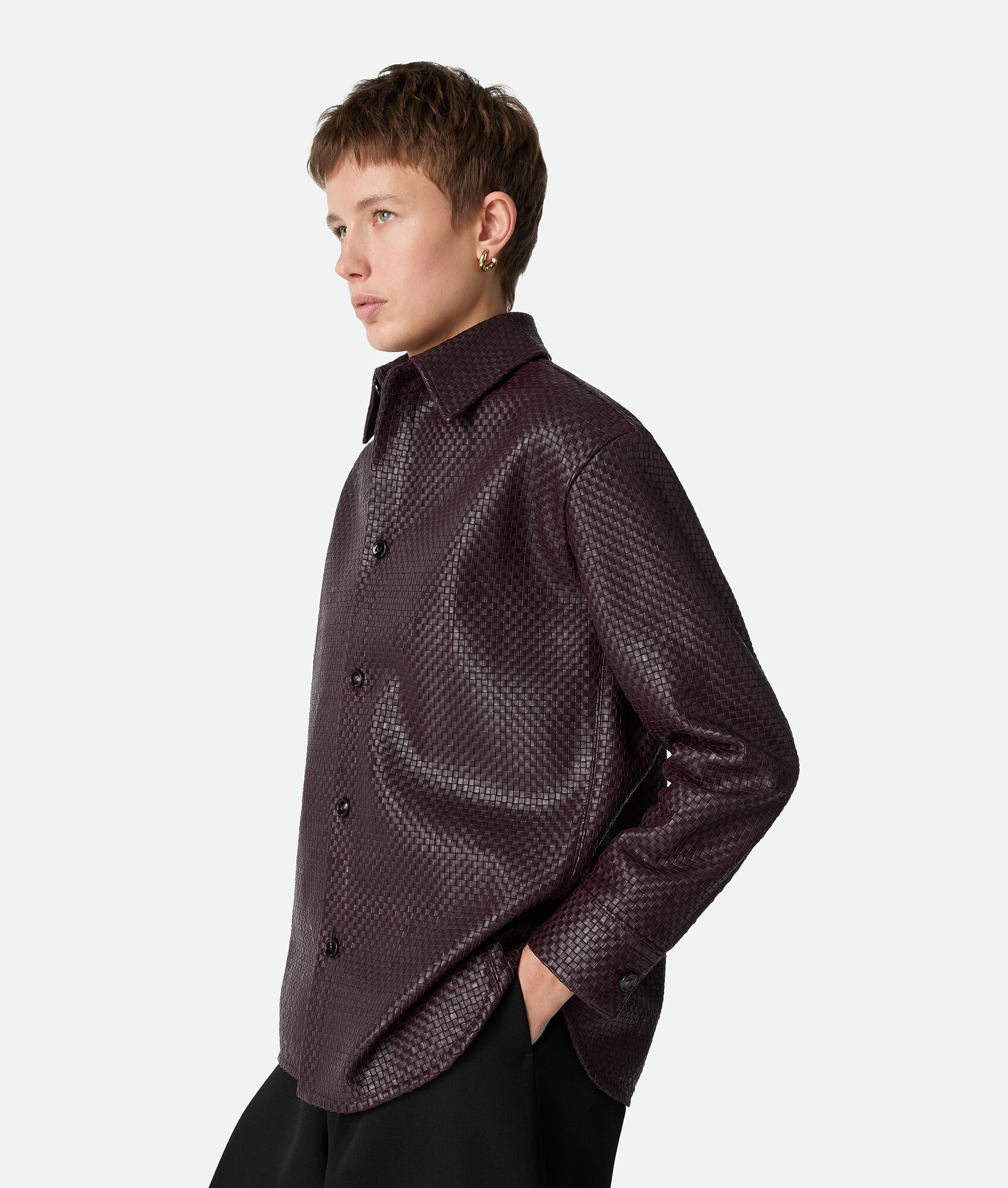 BOTTEGA VENETA 迷你Intrecciato编织皮革衬衫