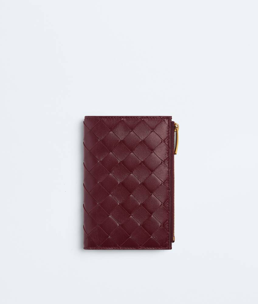 BOTTEGA VENETA 中号Intrecciato编织Bi-Fold拉链钱包