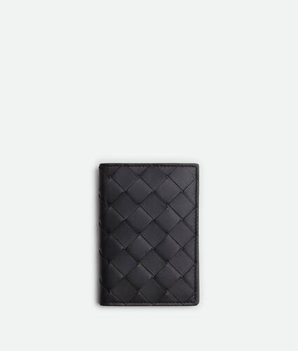 黑色、草绿色Intrecciato编织翻盖卡包