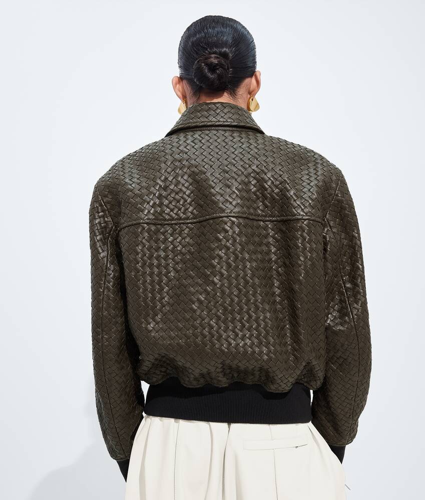 BOTTEGA VENETA 小号Intrecciato编织皮革束腰夹克