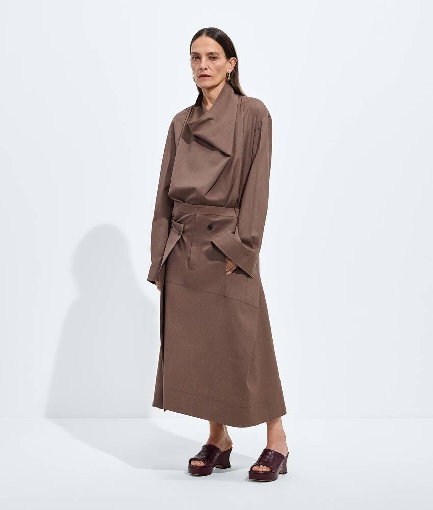 BOTTEGA VENETA 轻盈羊毛布色半身裙