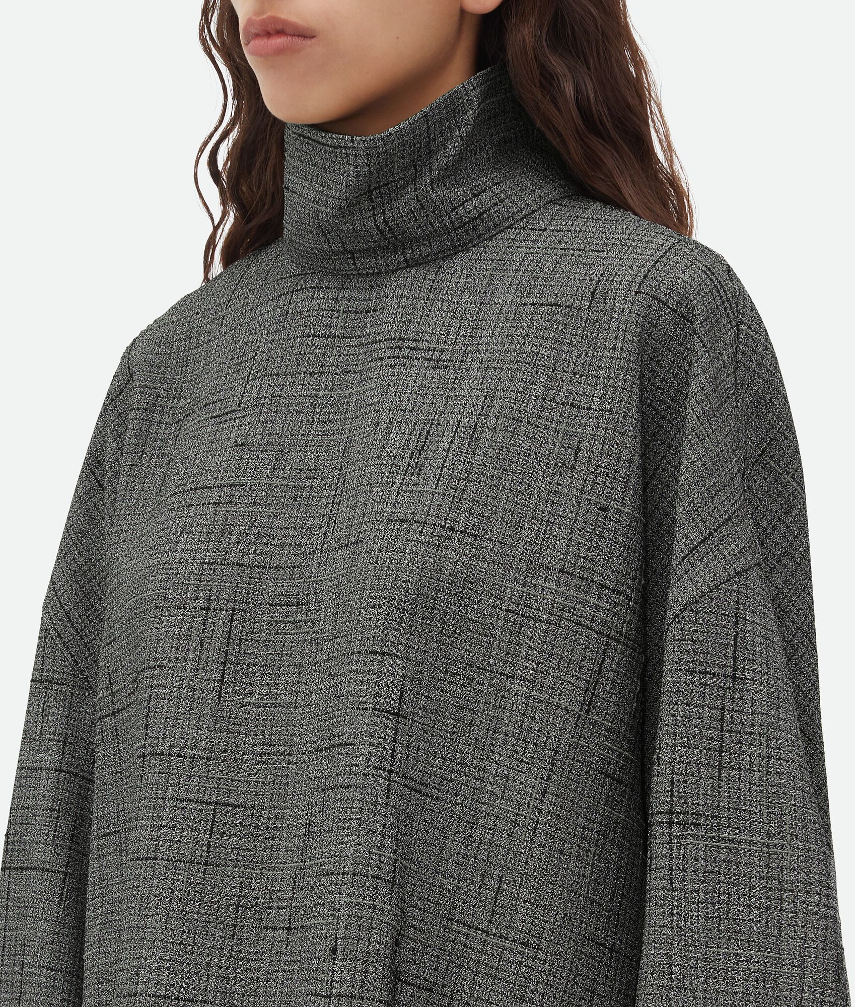 BOTTEGA VENETA 含粘胶纤维和桑蚕丝十字纹高领衬衫