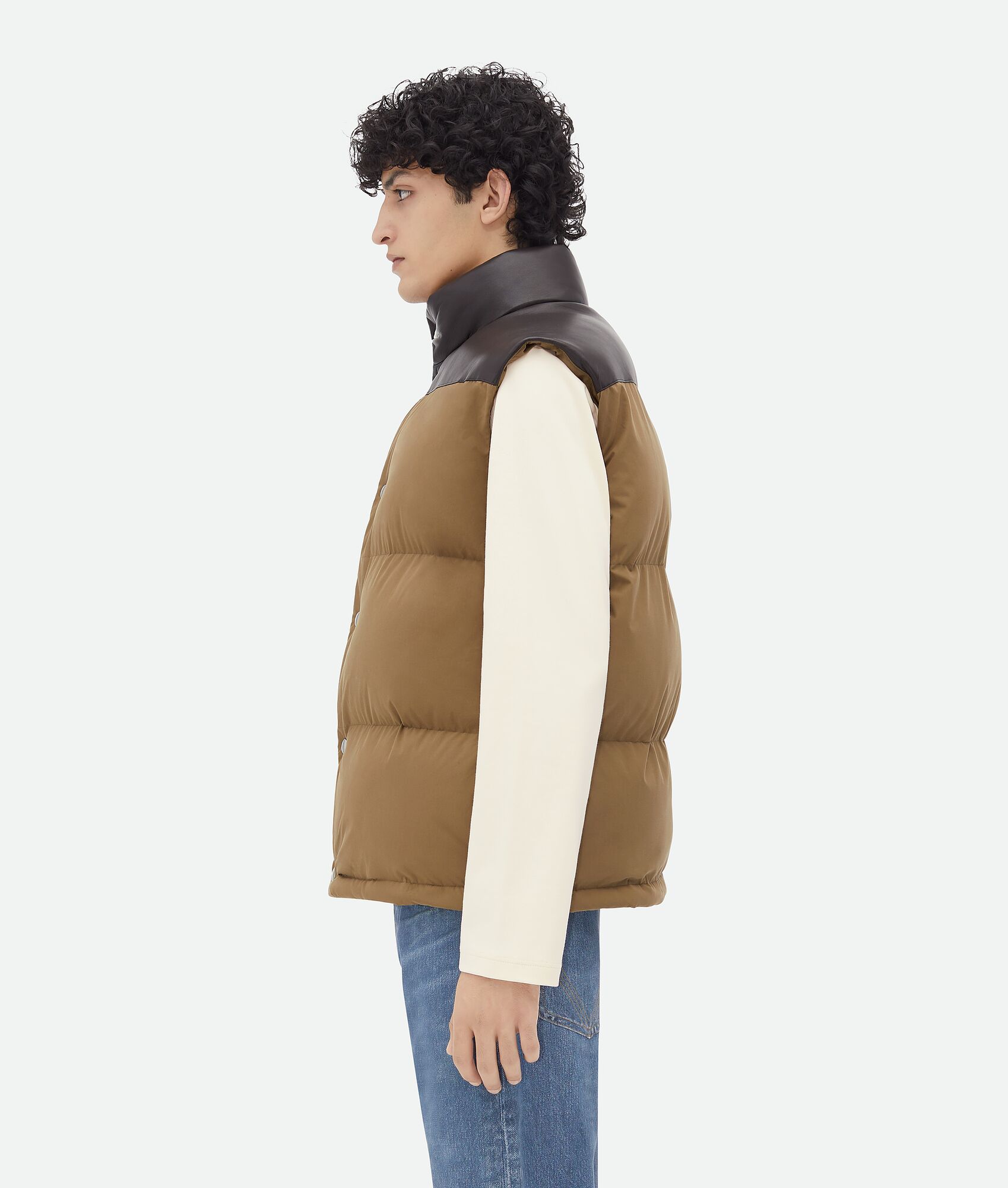 BOTTEGA VENETA 磨砂府绸和皮革马甲