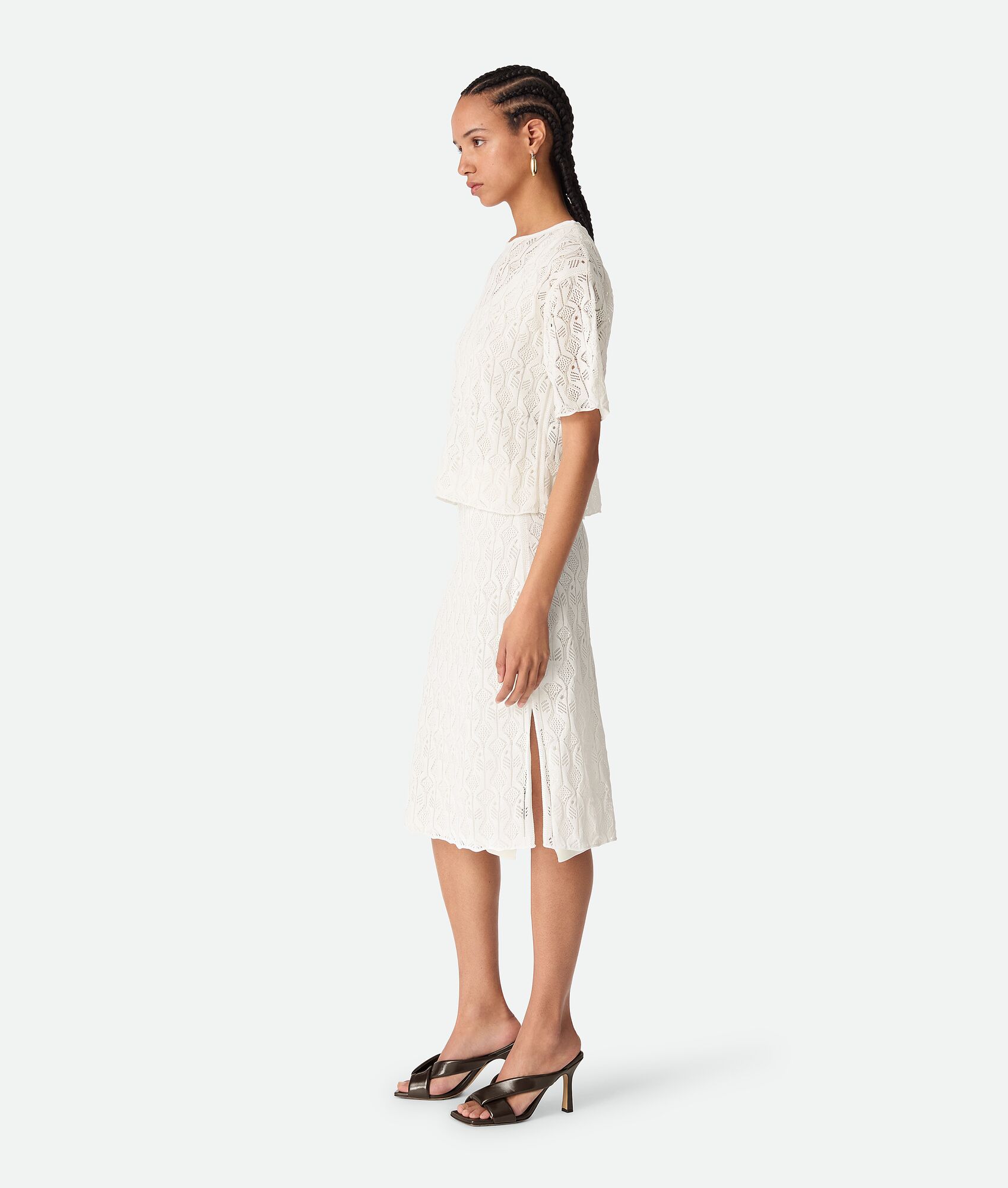 BOTTEGA VENETA 棉质和桑蚕丝鱼图案蕾丝半身裙