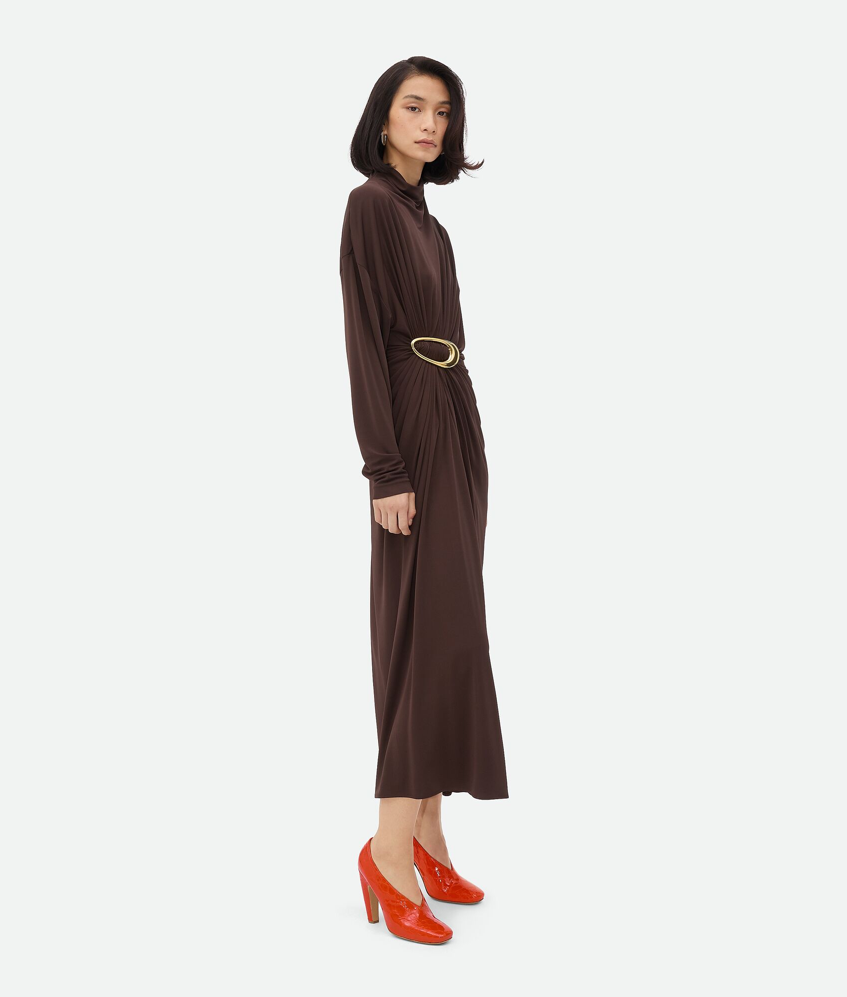 BOTTEGA VENETA 绉纹粘胶纤维针织连衣裙