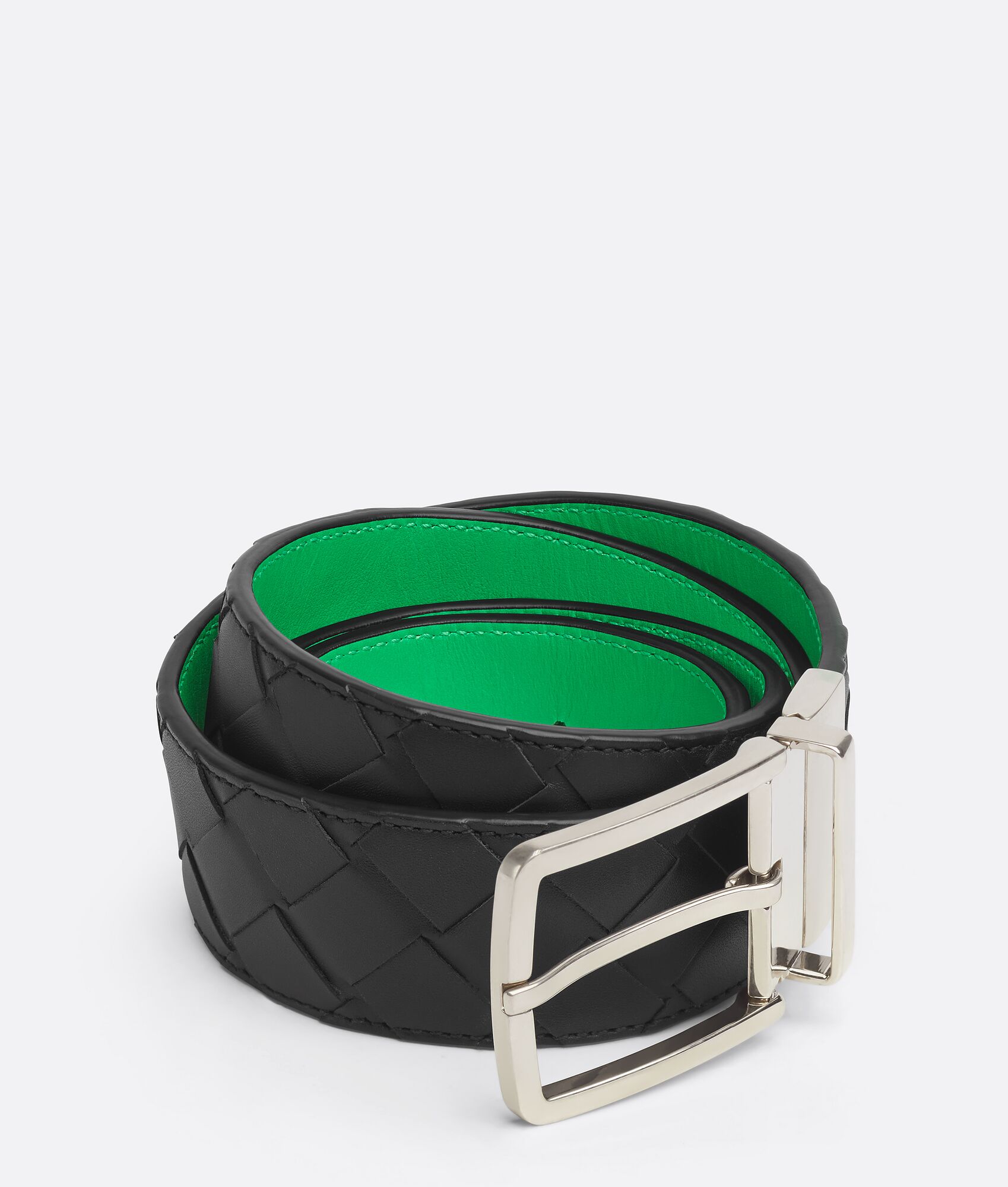 BOTTEGA VENETA Intrecciato编织皮革双面腰带