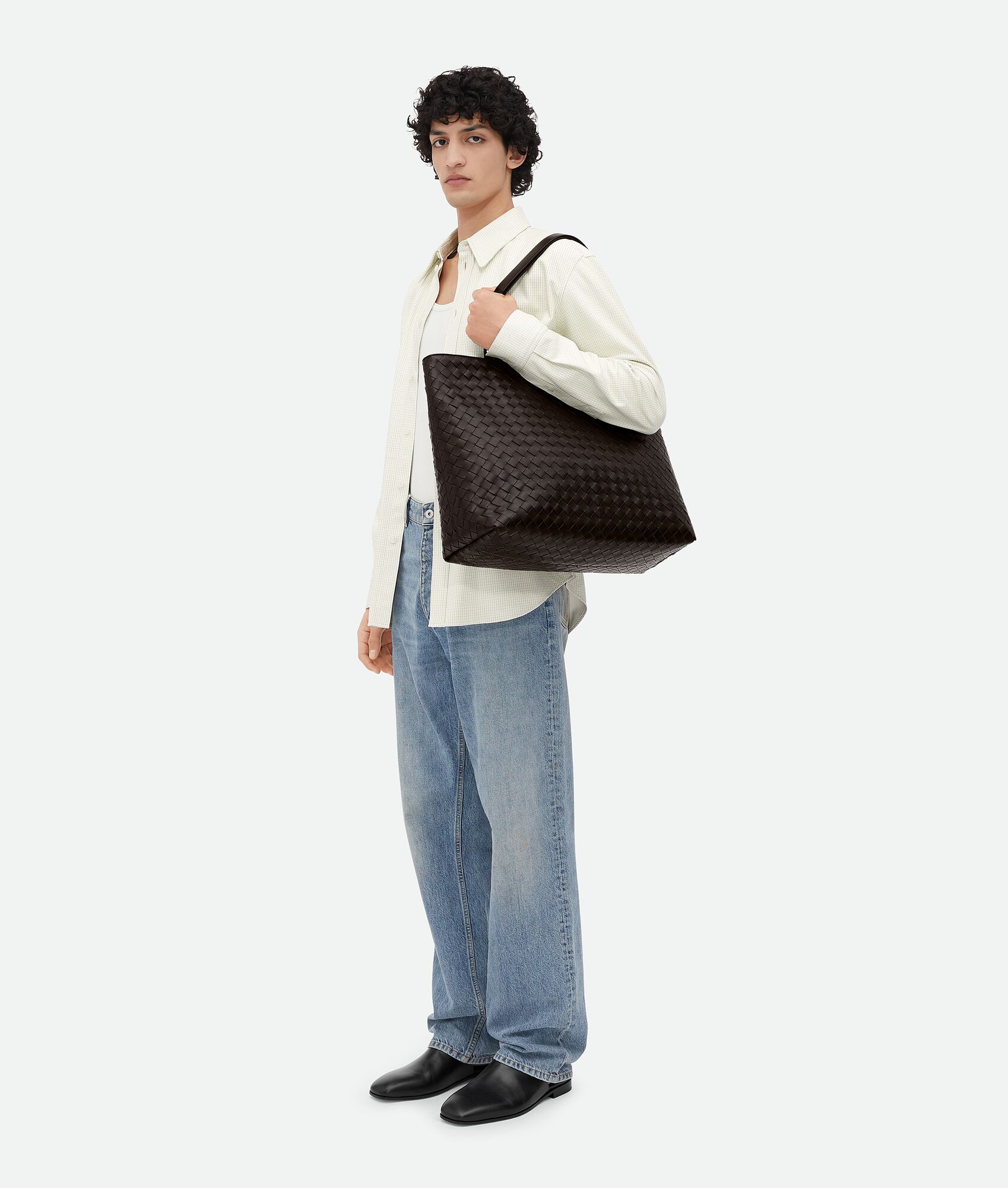 BOTTEGA VENETA 大号Intrecciato编织拉链Tote托特手袋