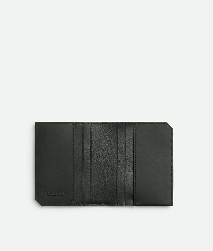 深绿色Intrecciato Piccolo编织翻盖卡包