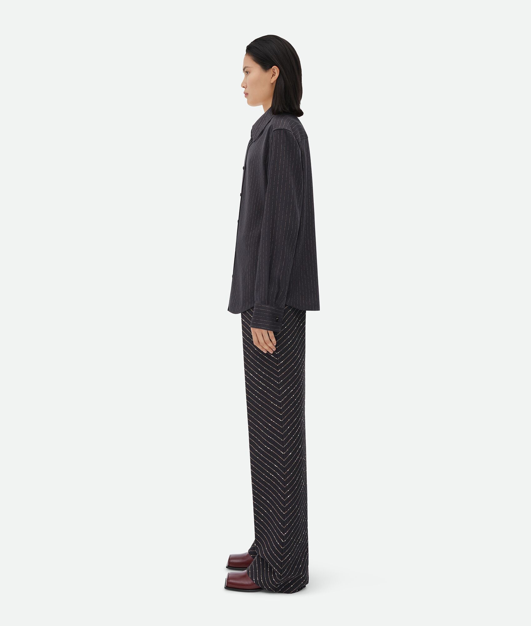 BOTTEGA VENETA 棉质和桑蚕丝条纹衬衫