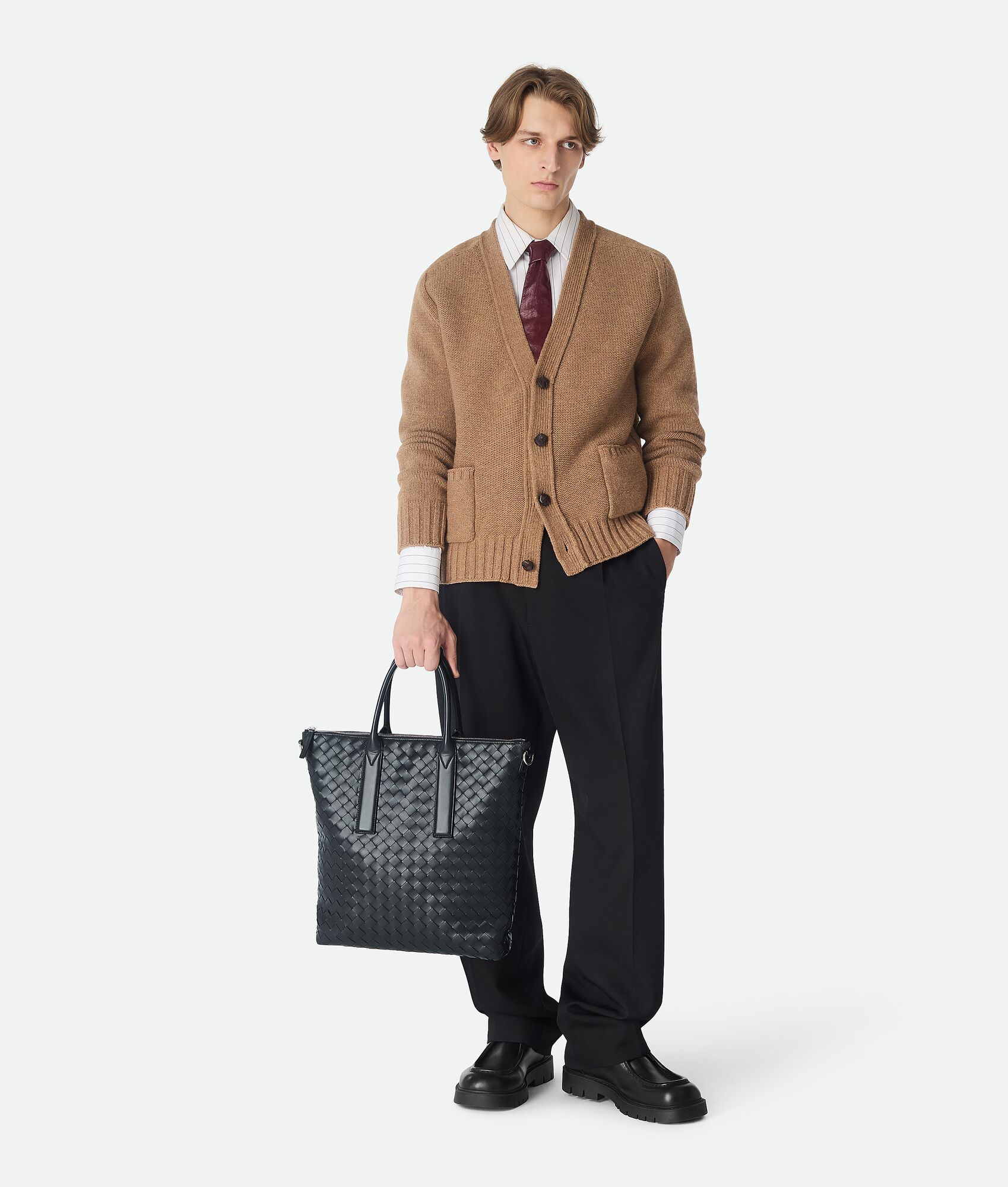 BOTTEGA VENETA Intrecciato编织拉链竖款托特手袋