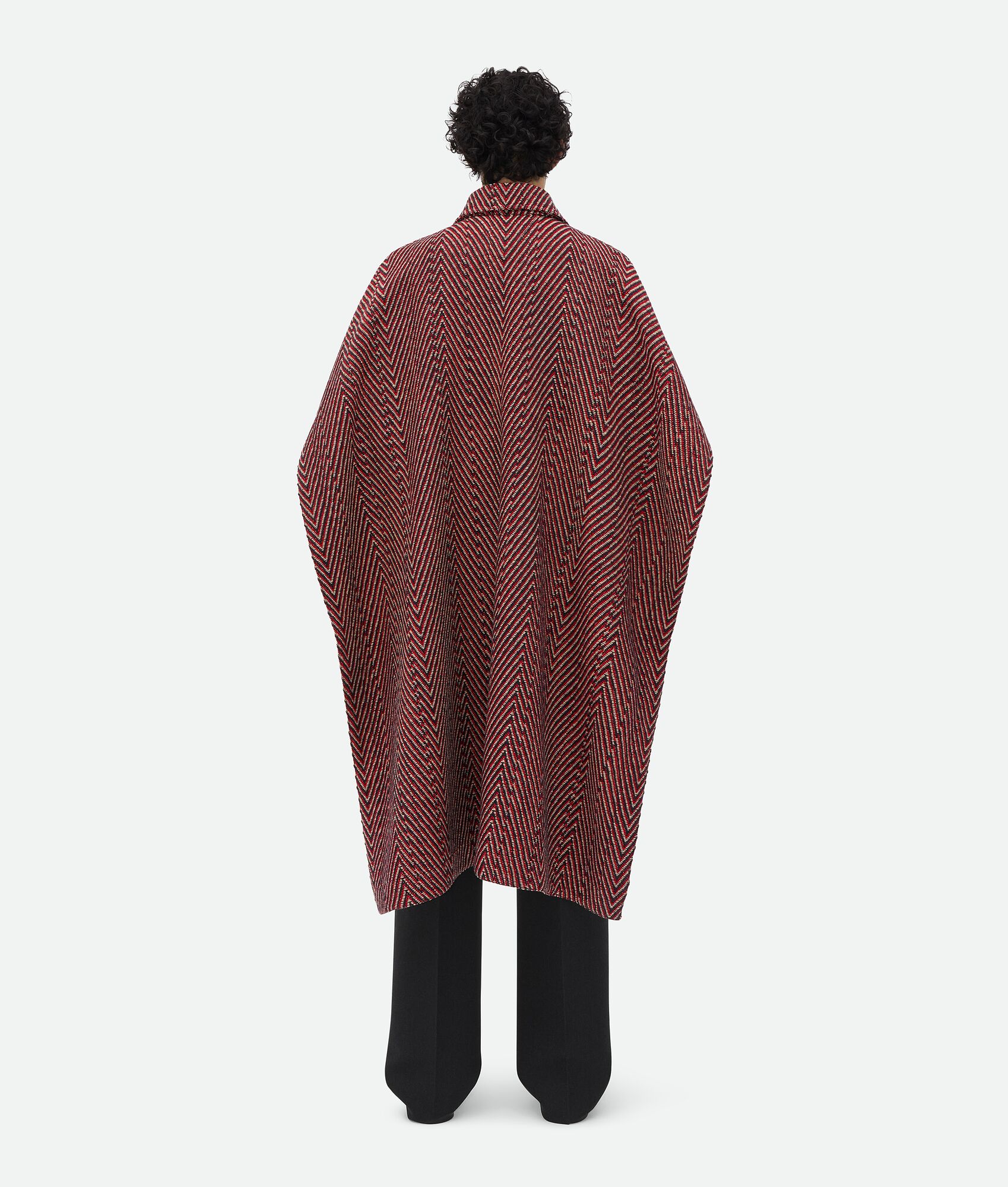 BOTTEGA VENETA 不规则羊毛人字纹斗篷大衣