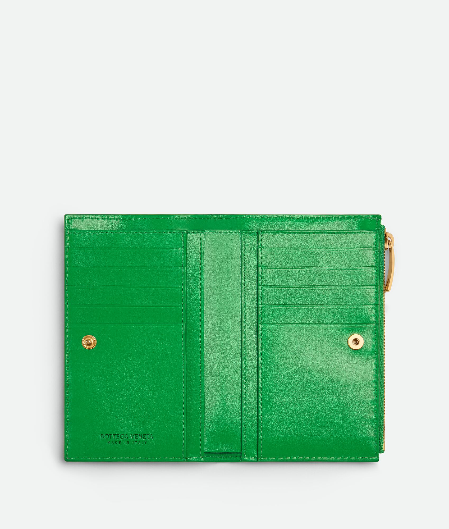 BOTTEGA VENETA 中号Intrecciato编织双折拉链钱包