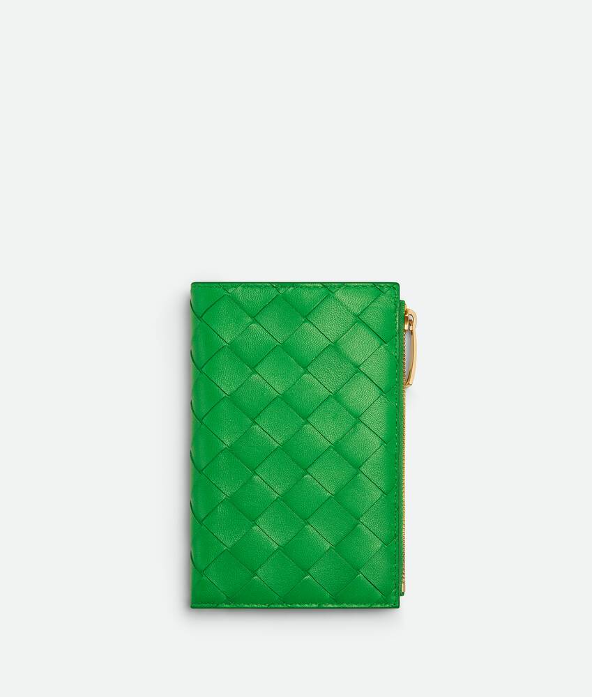 BOTTEGA VENETA 中号Intrecciato编织双折拉链钱包